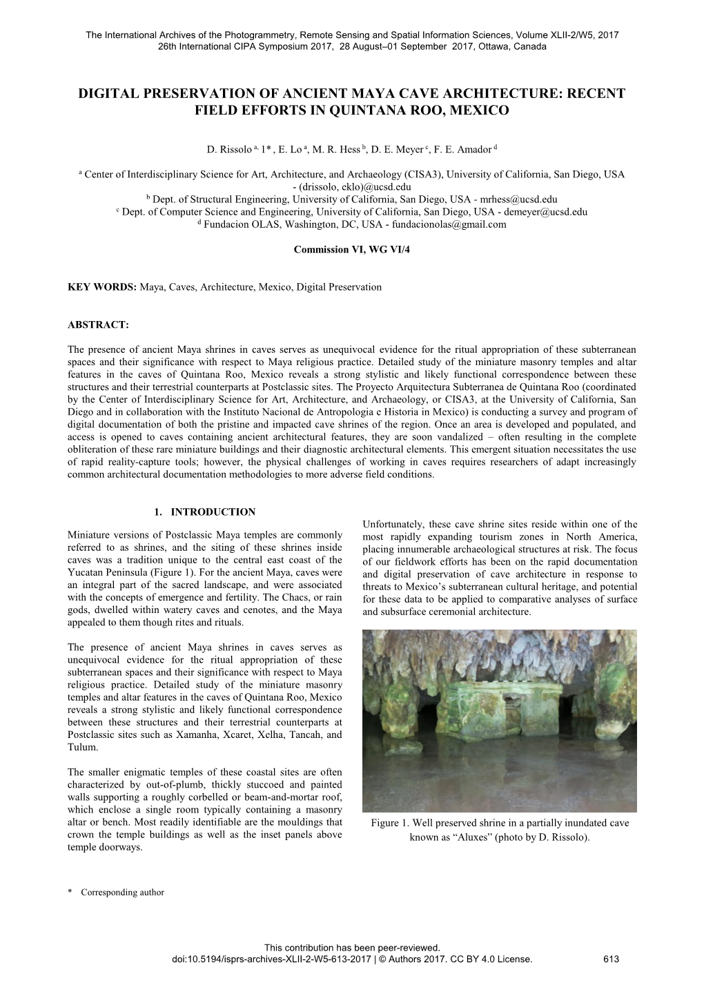 Digital Preservation of Ancient Maya Cave Architecture: Recent Field Efforts in Quintana Roo, Mexico