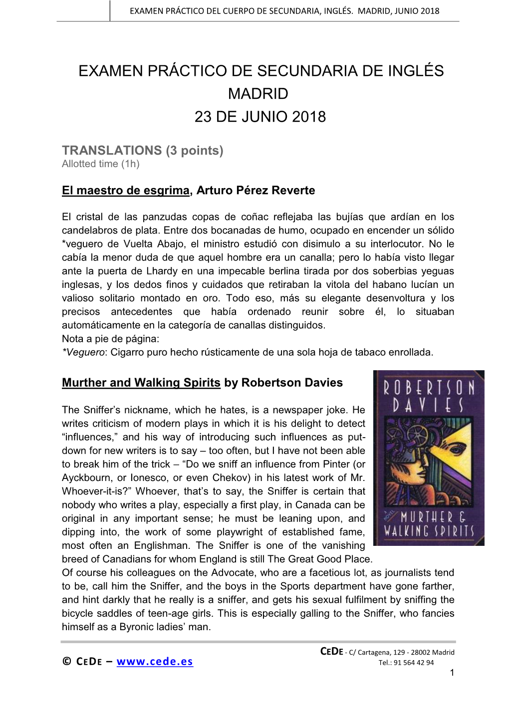 Examen Práctico De Secundaria De Inglés Madrid 23 De Junio 2018