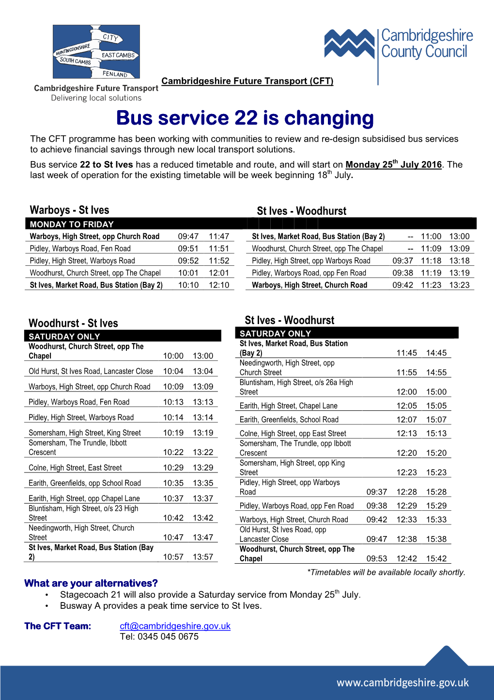 Bus Service 22 Is Changing