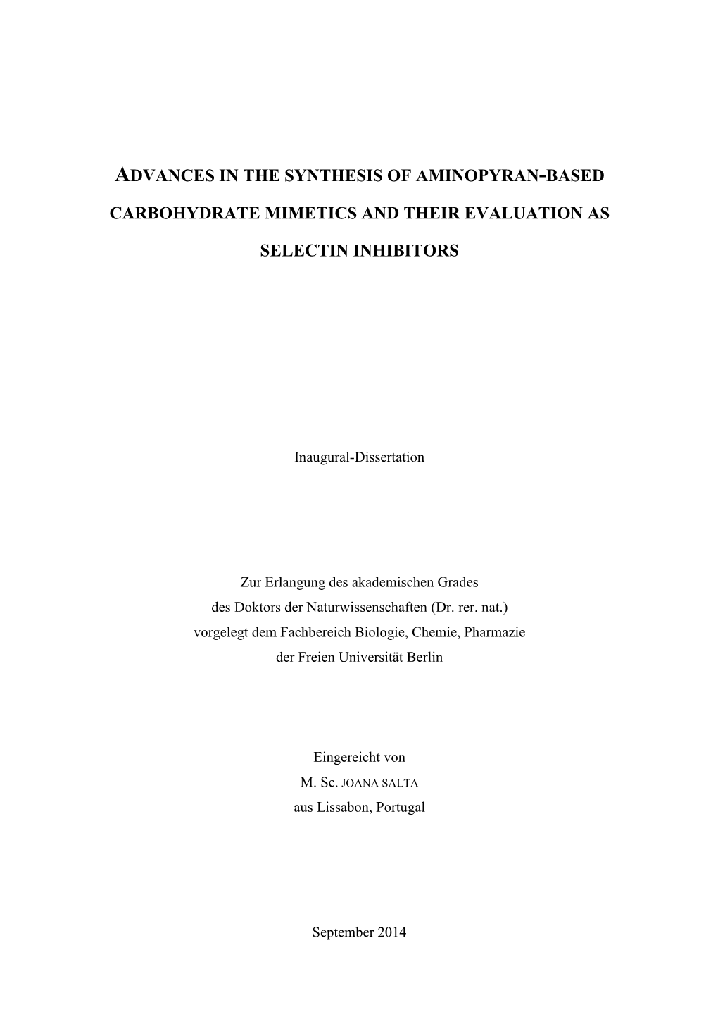 Joana Salta Phd Thesis to Submitt