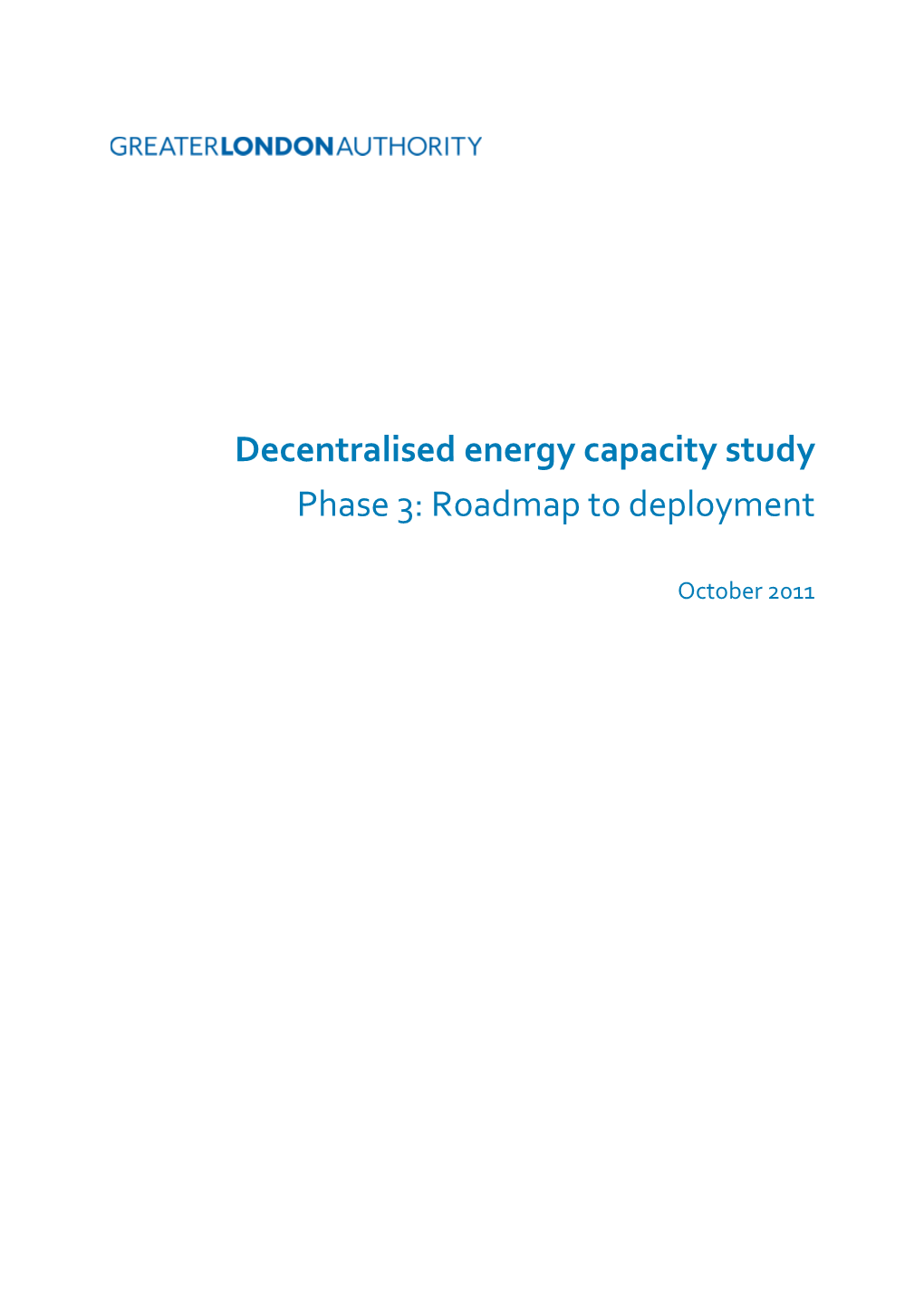 Decentralised Energy Capacity Study Phase 3: Roadmap to Deployment