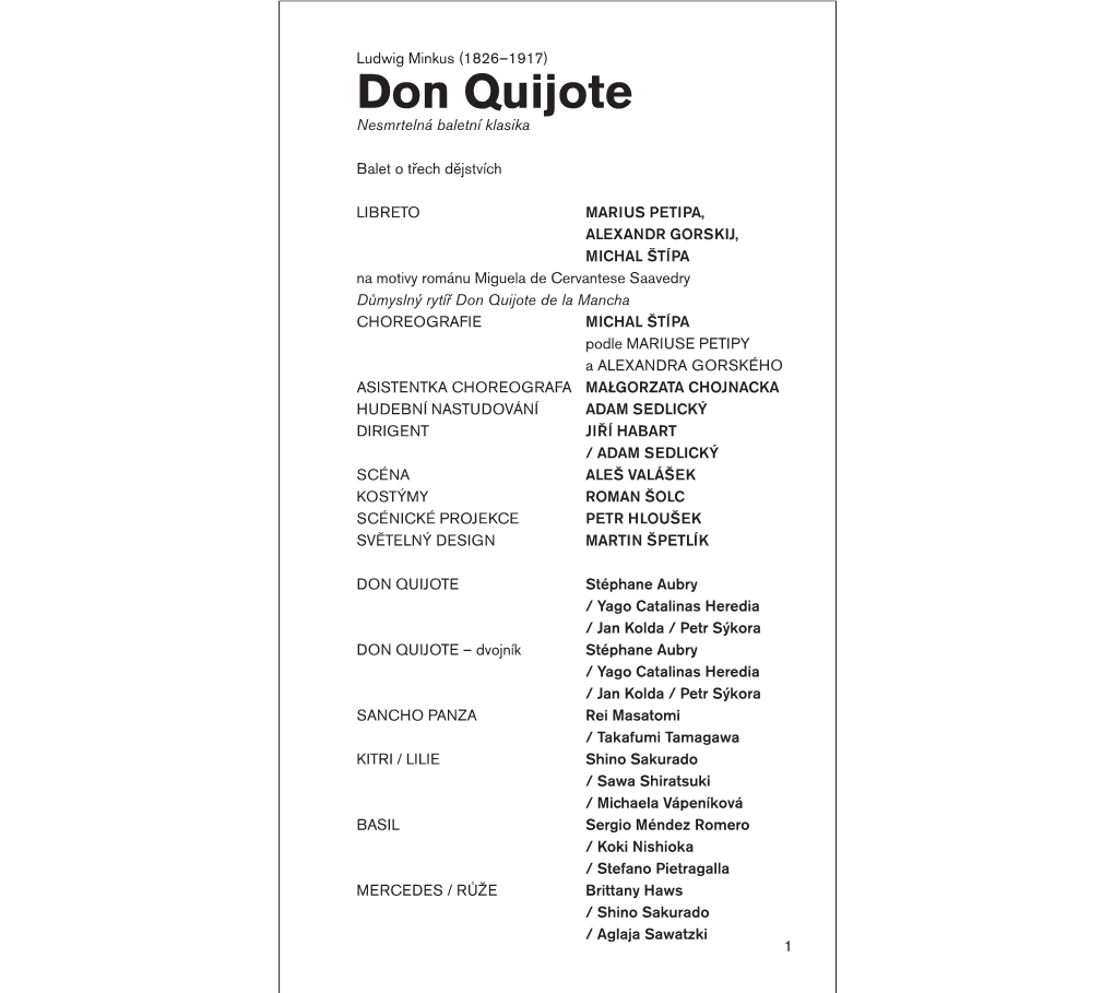 Don Quijote Nesmrtelná Baletní Klasika