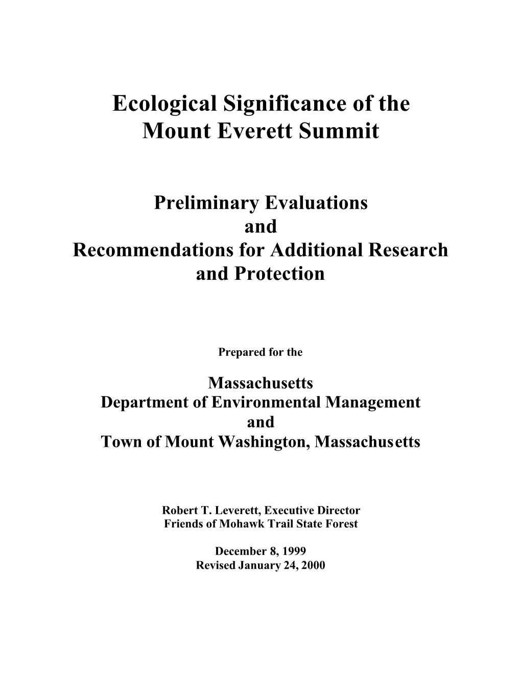 Ecological Significance of the Mount Everett Summit