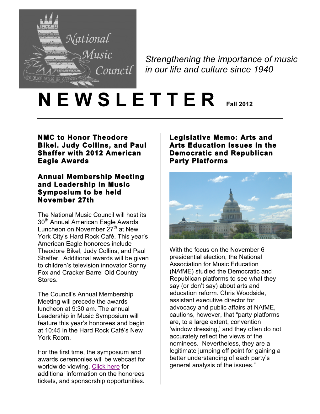 Newsletter Fall 2012