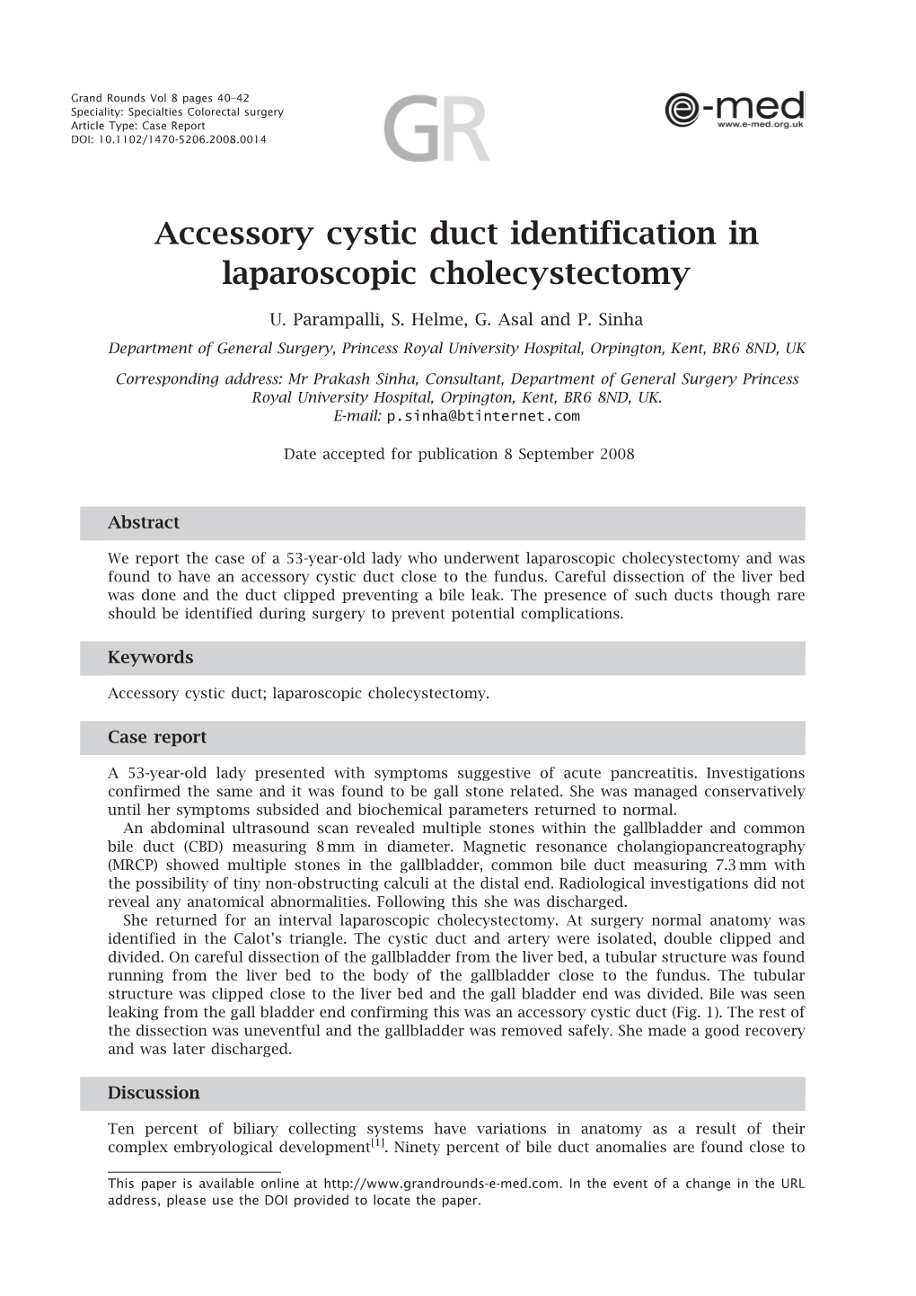 Accessory Cystic Duct Identification in Laparoscopic Cholecystectomy