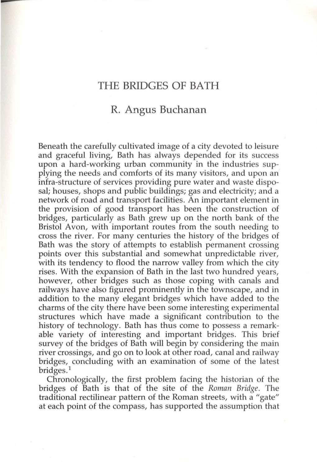 THE BRIDGES of BATH R. Angus Buchanan