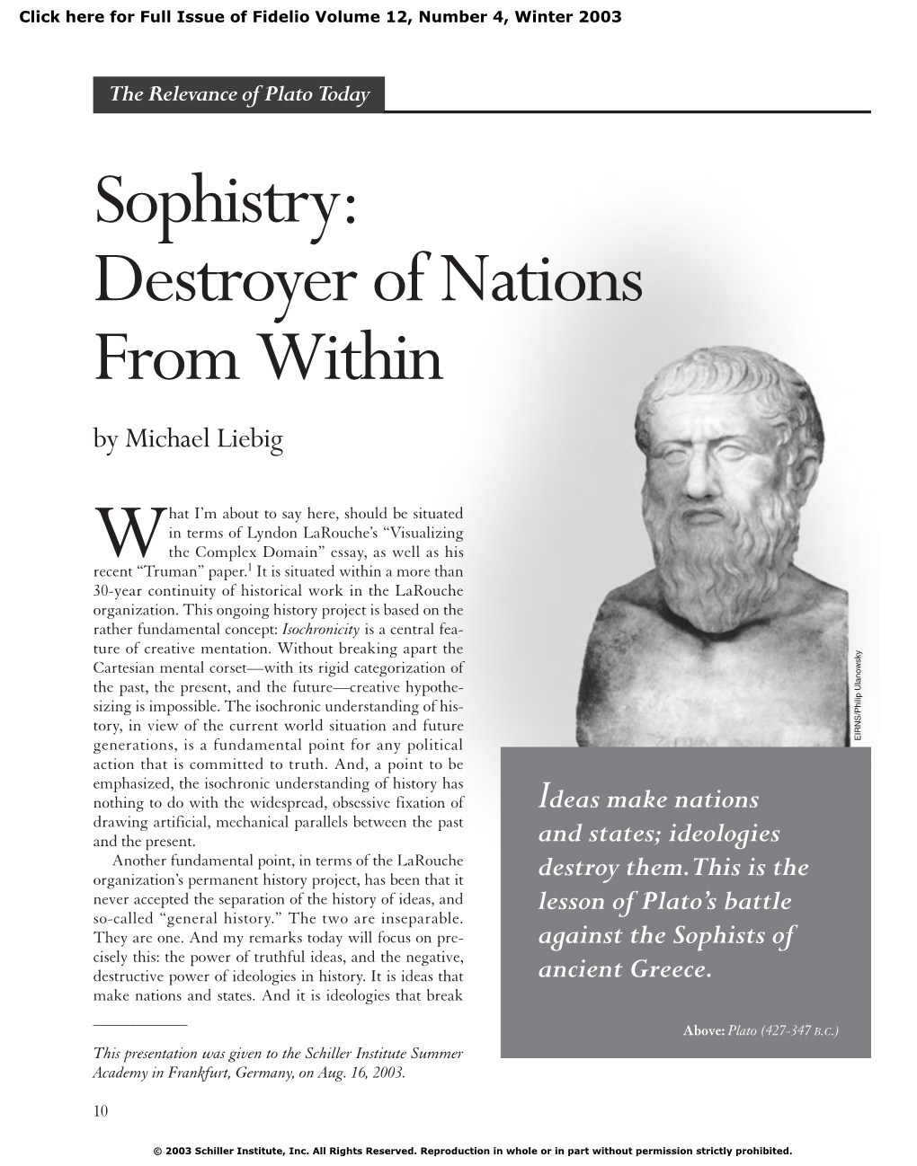 Sophistry: Destroyer of Nations from Within by Michael Liebig