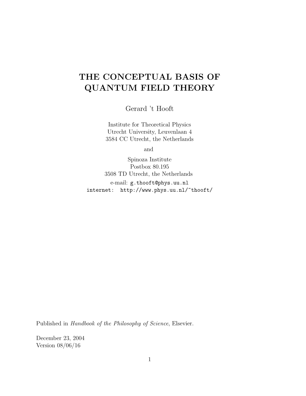 The Conceptual Basis of Quantum Field Theory