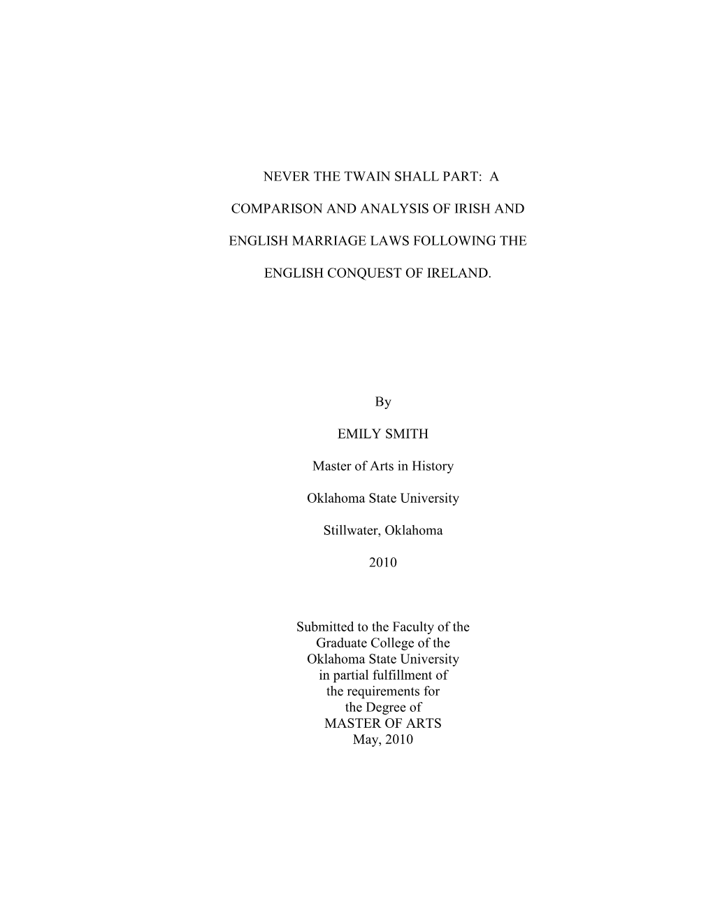 A Comparison and Analysis of Irish and English Marriage Laws Following the English Conquest of Ireland