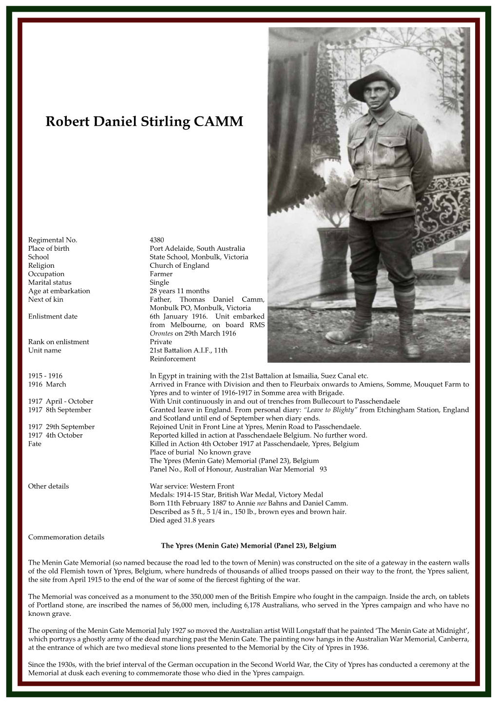 Robert Daniel Stirling CAMM