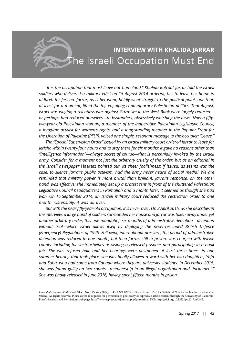 The Israeli Occupation Must End