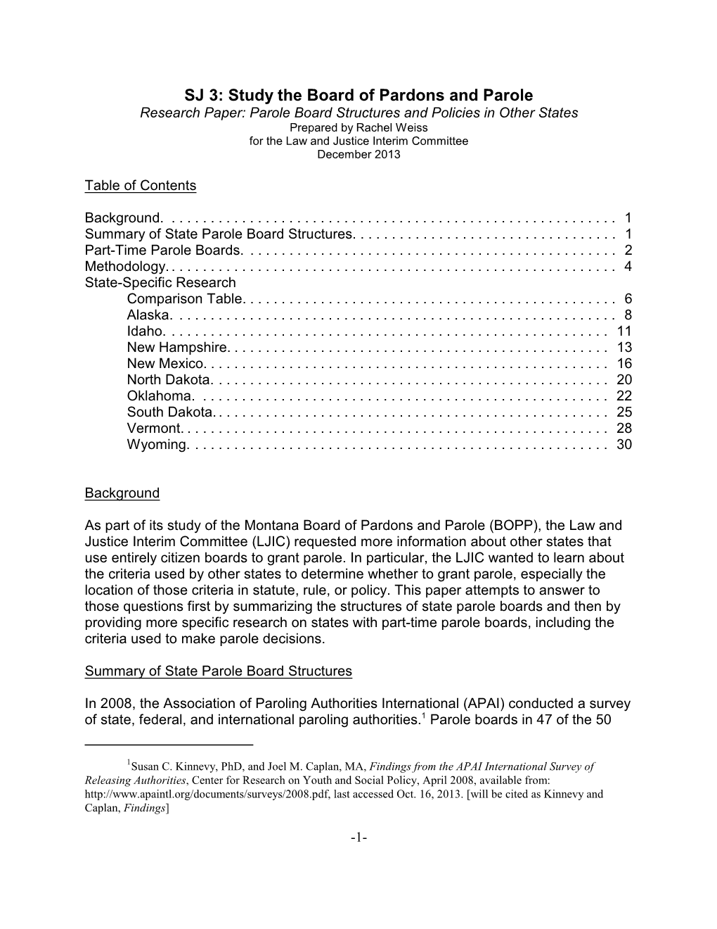 SJ 3: Study the Board of Pardons and Parole