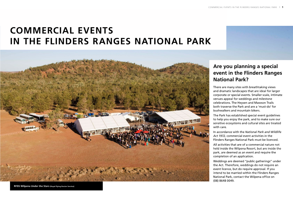 Commercial Events in the Flinders Ranges National Park | 1