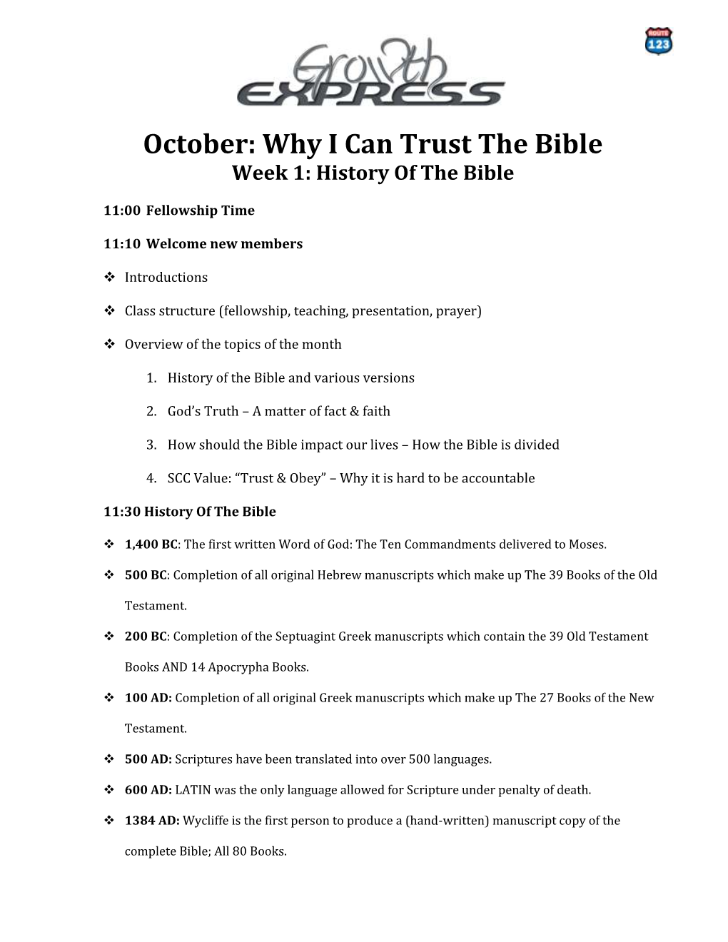 Why I Can Trust the Bible Week 1: History of the Bible