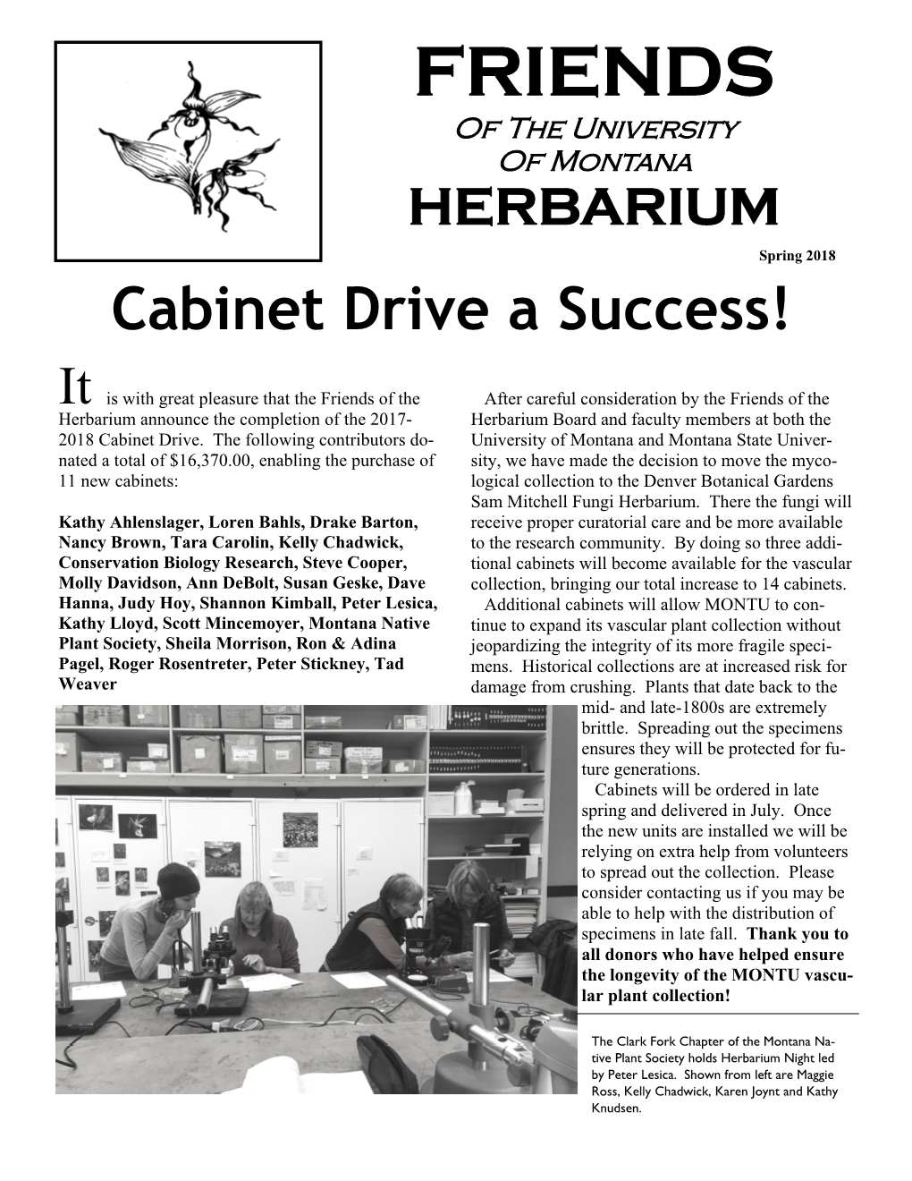HERBARIUM Spring 2018 Cabinet Drive a Success!