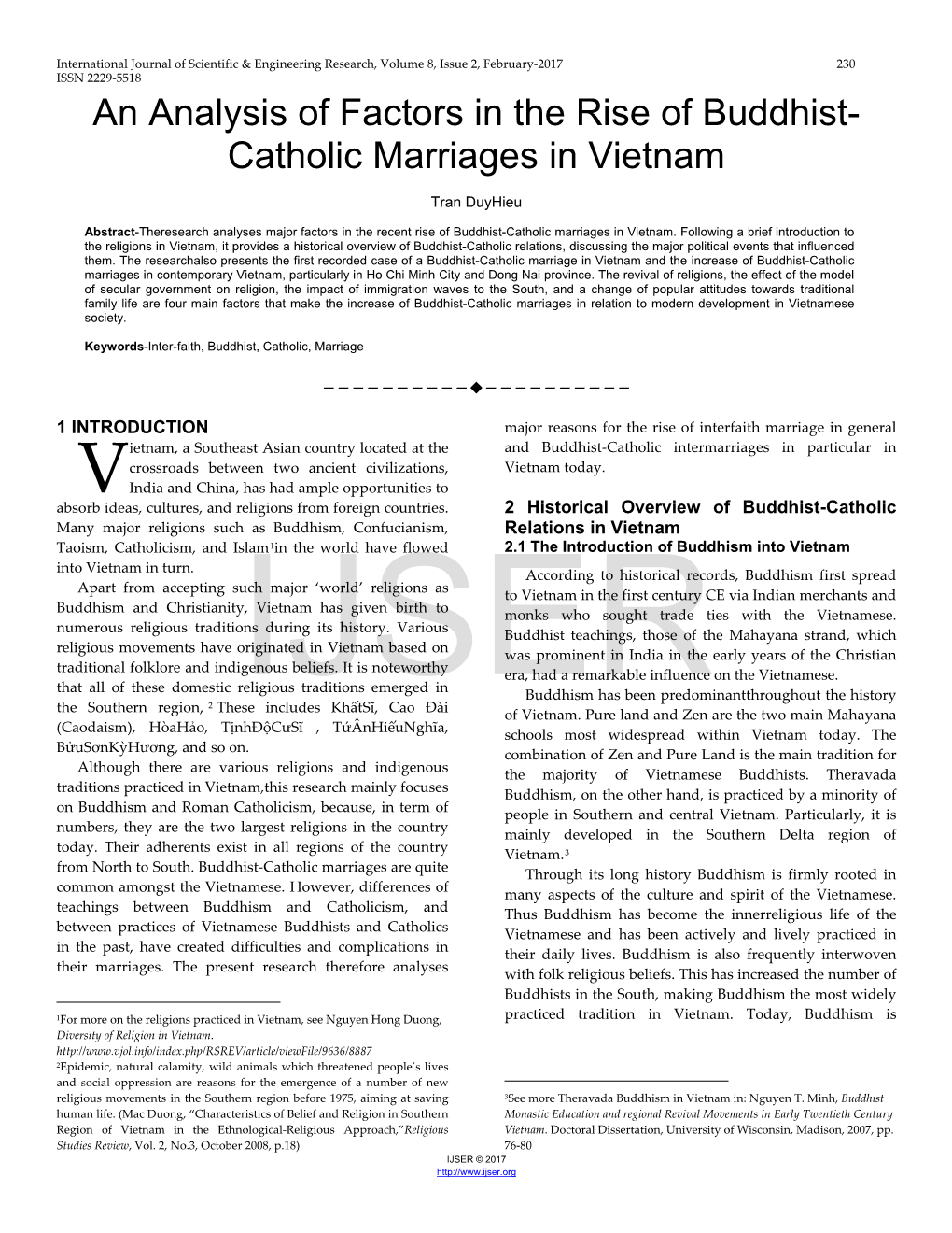 An Analysis of Factors in the Rise of Buddhist-Catholic Marriages In