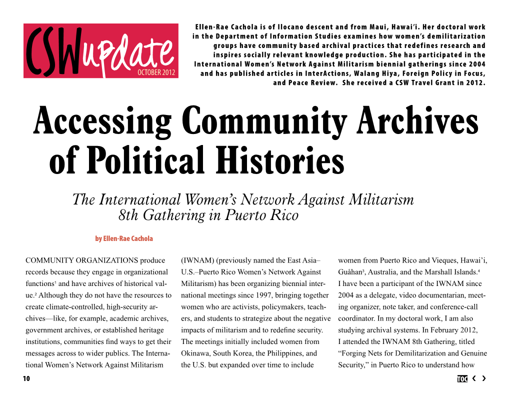 Accessing Community Archives of Political Histories