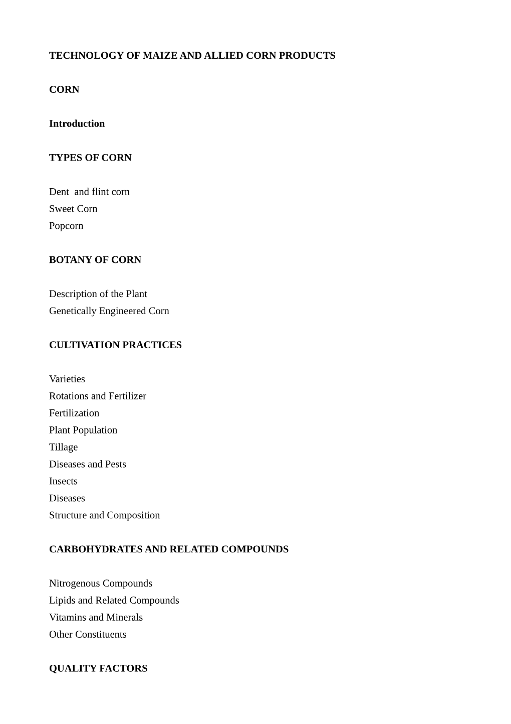 Technology of Maize and Allied Corn Products Corn