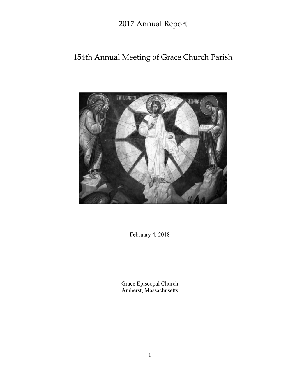 2017 Annual Report 154Th Annual Meeting of Grace Church Parish