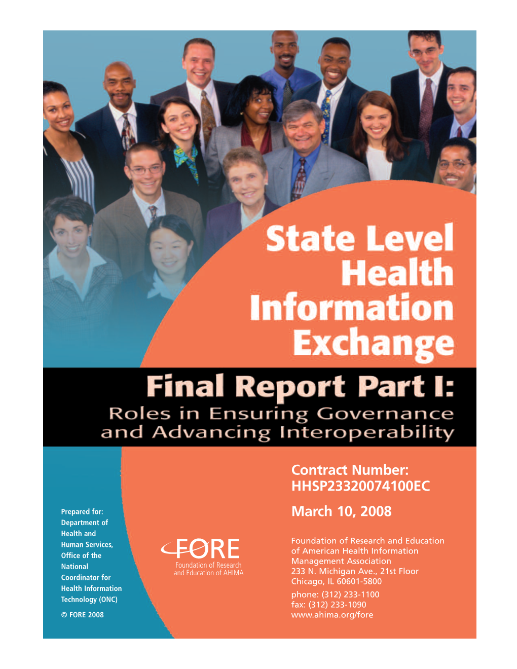 State Level Health Information Exchange. Final Report Part I