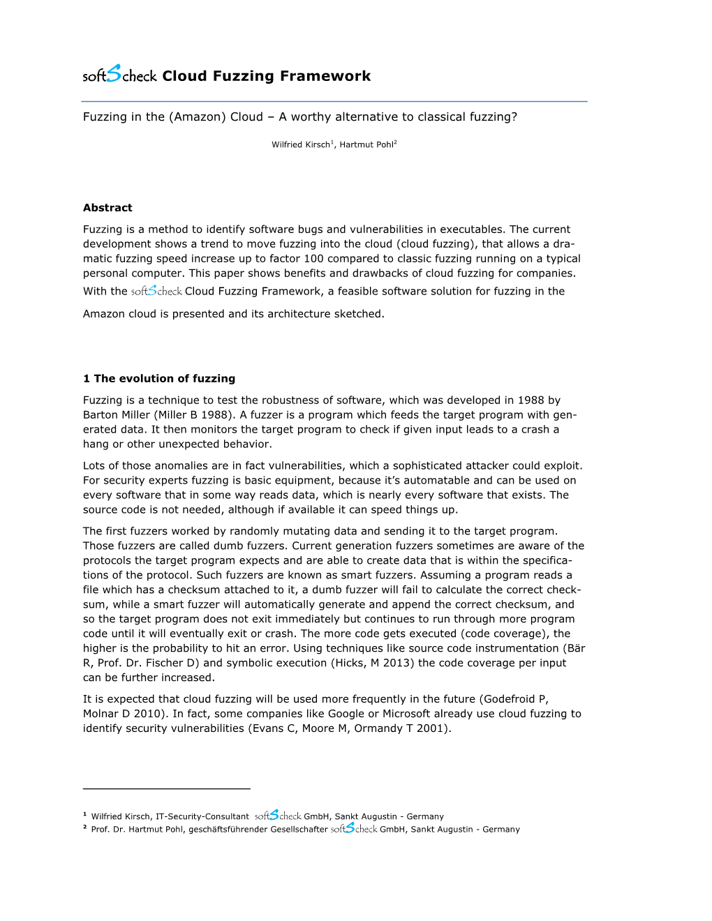 Softscheck Cloud Fuzzing Framework