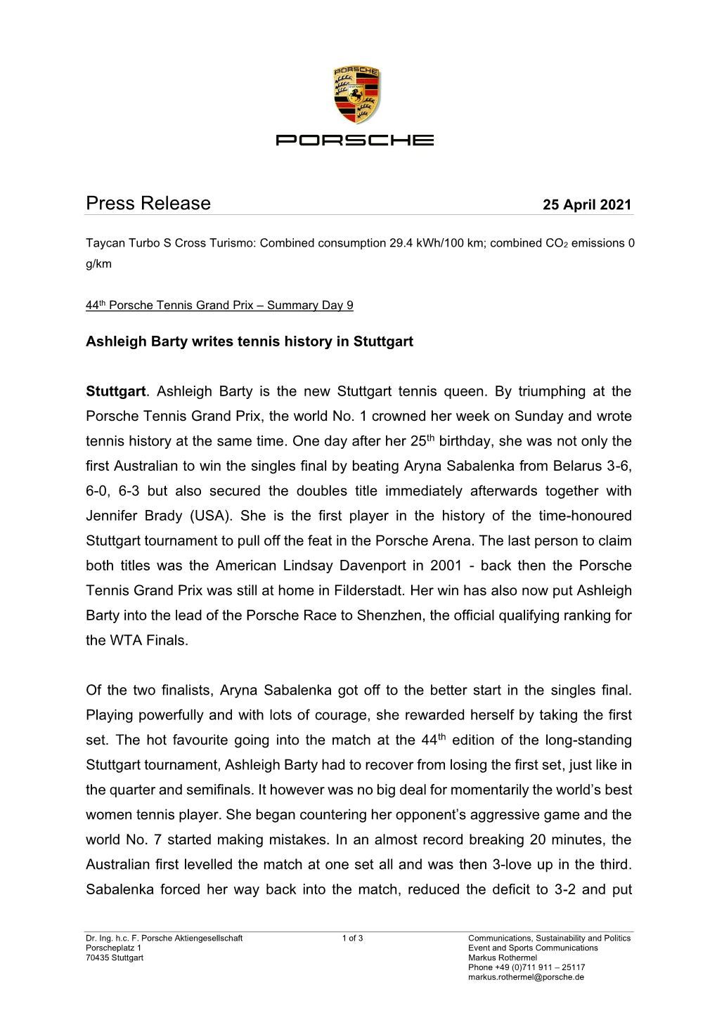 Press Release 25 April 2021