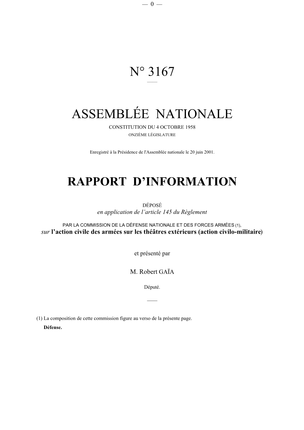 N° 3167 Assemblée Nationale