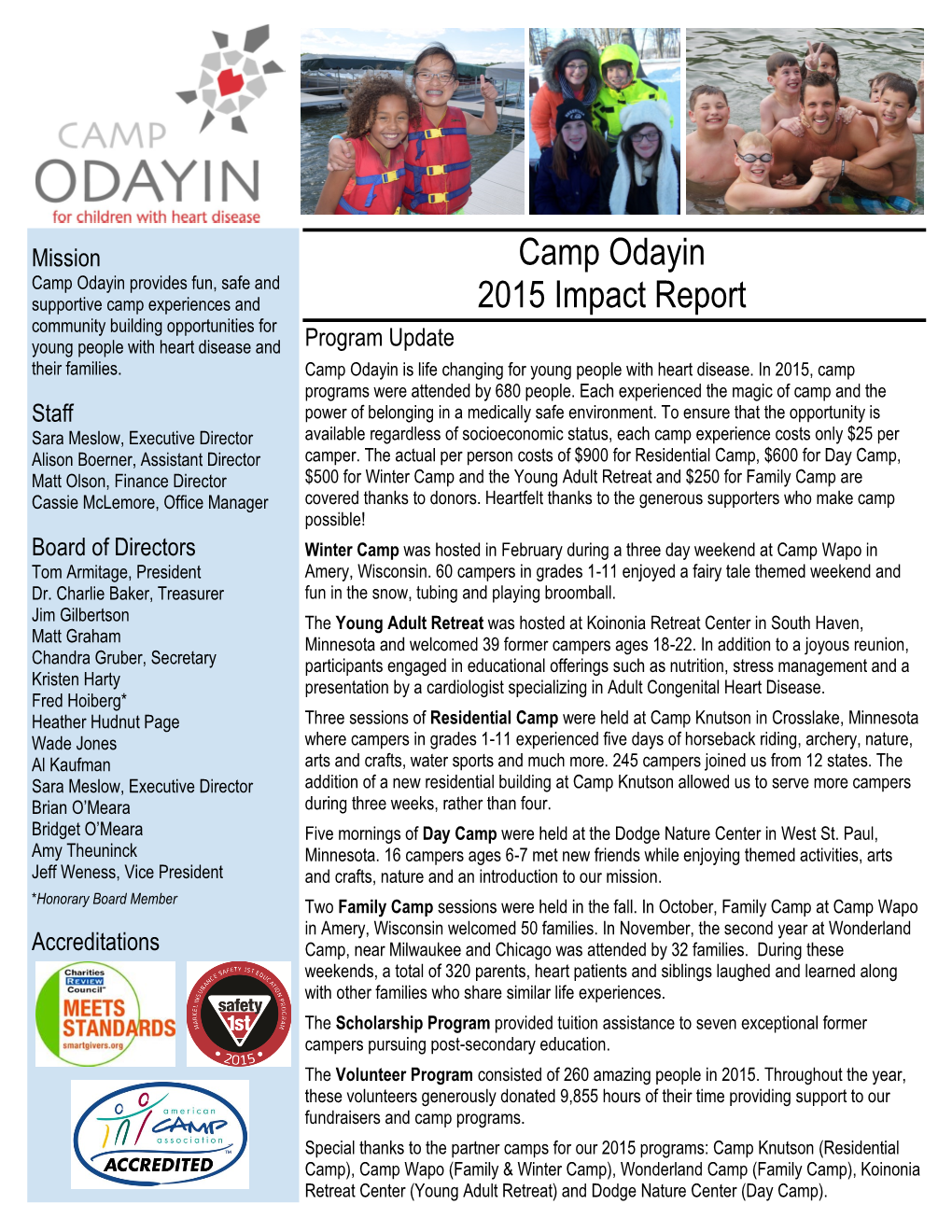 Camp Odayin 2015 Impact Report