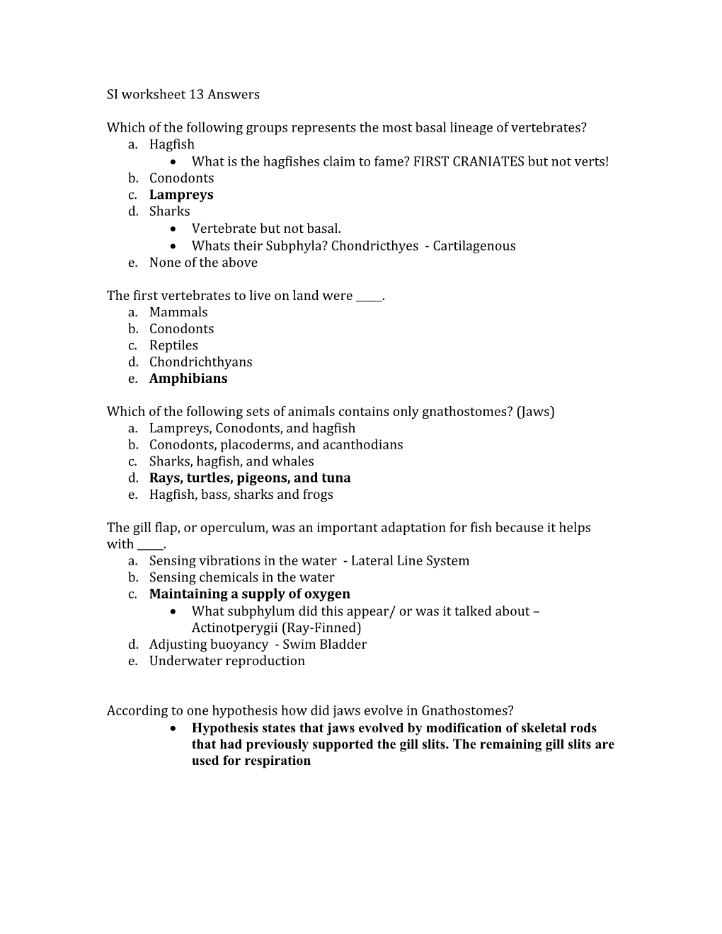 Which of the Following Groups Represents the Most Basal Lineage of Vertebrates?