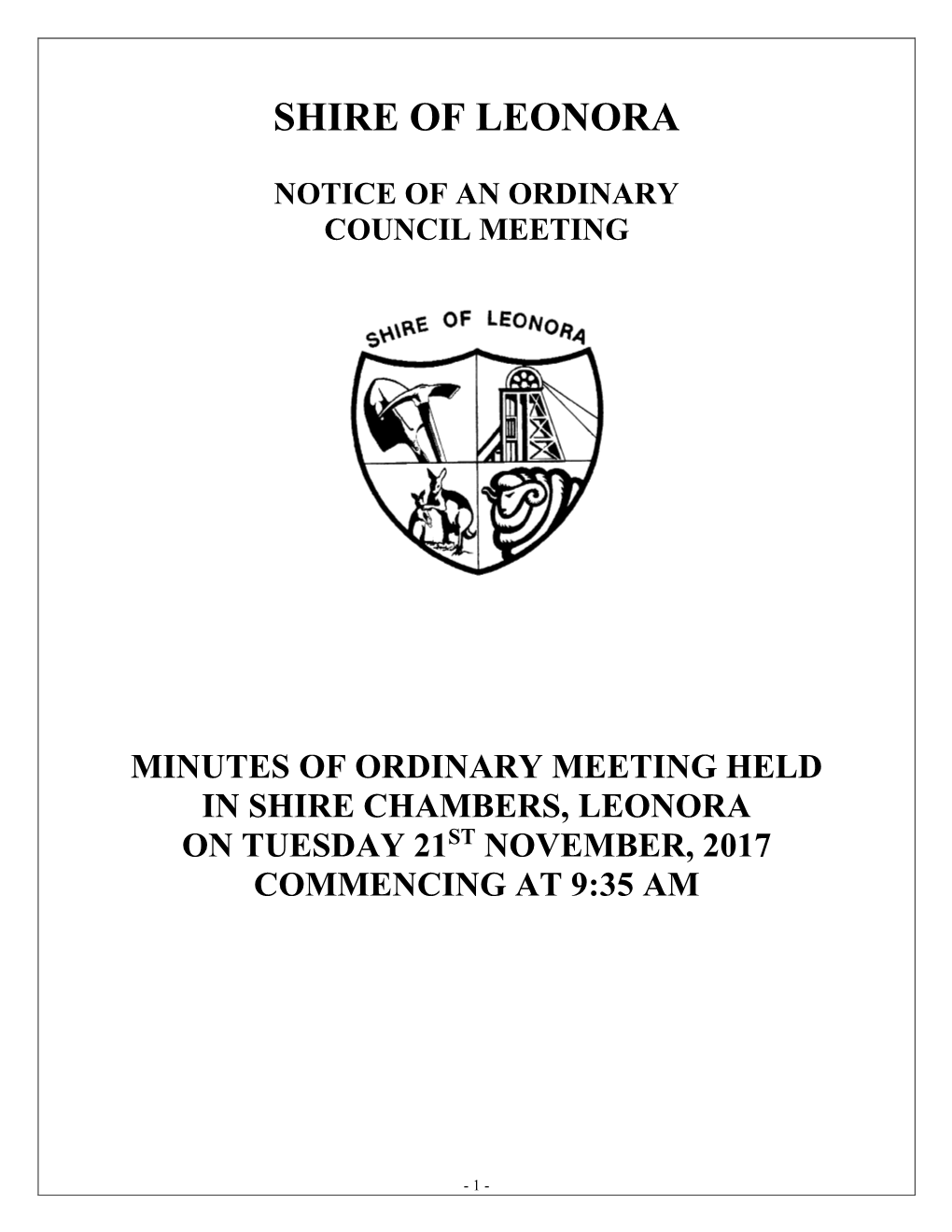 Notice of an Ordinary Council Meeting