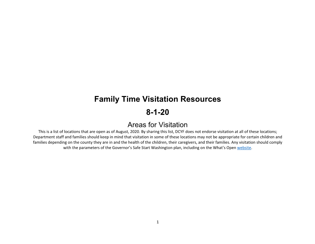 Family Time Visitation Location Resources