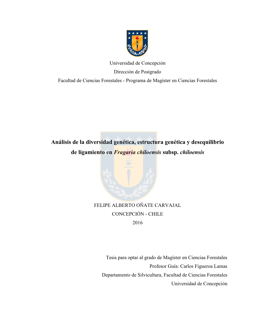 Análisis De La Diversidad Genética, Estructura Genética Y Desequilibrio De Ligamiento En Fragaria Chiloensis Subsp