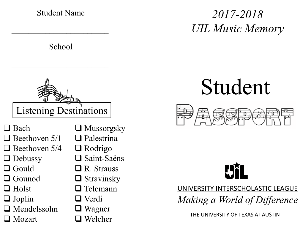 Student Passport and Study Materials