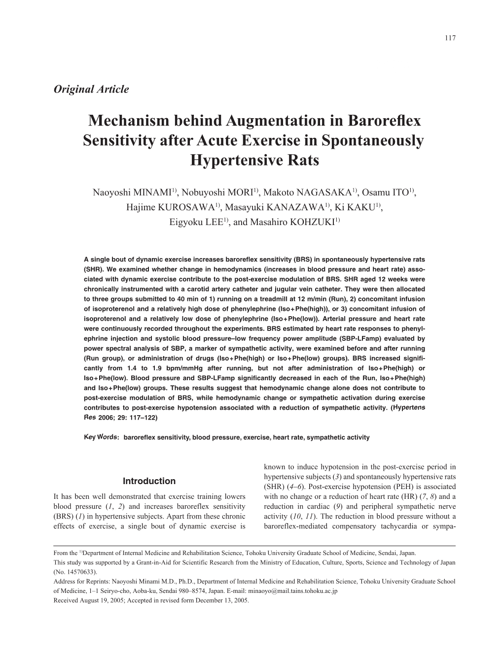 Mechanism Behind Augmentation in Baroreflex Sensitivity After Acute