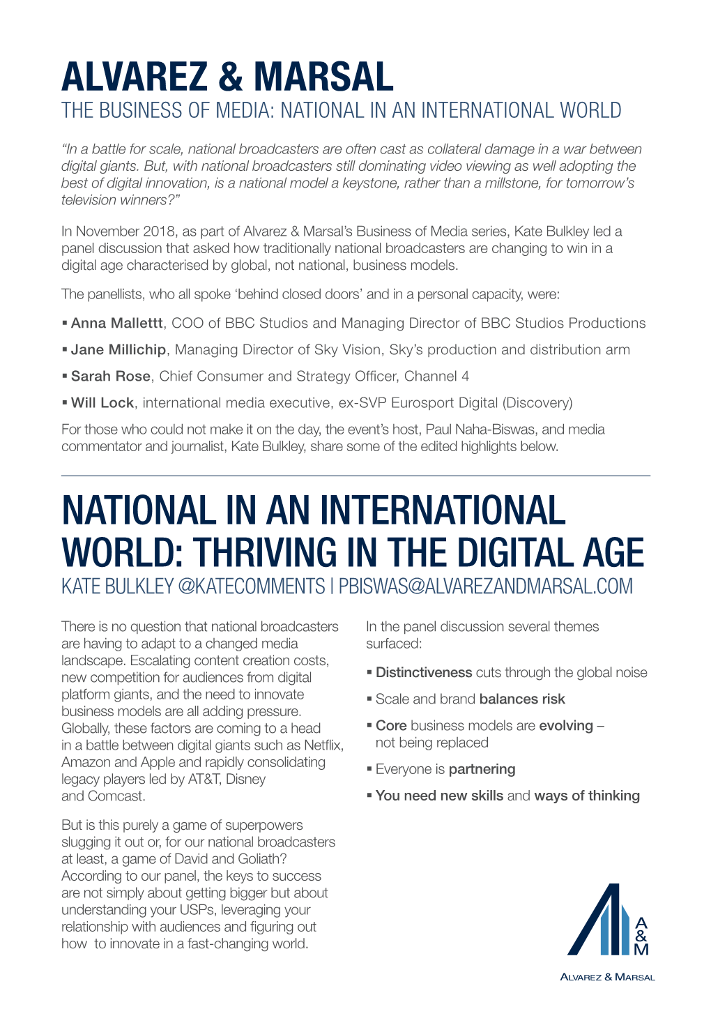 Alvarez & Marsal National in an International World: Thriving in the Digital