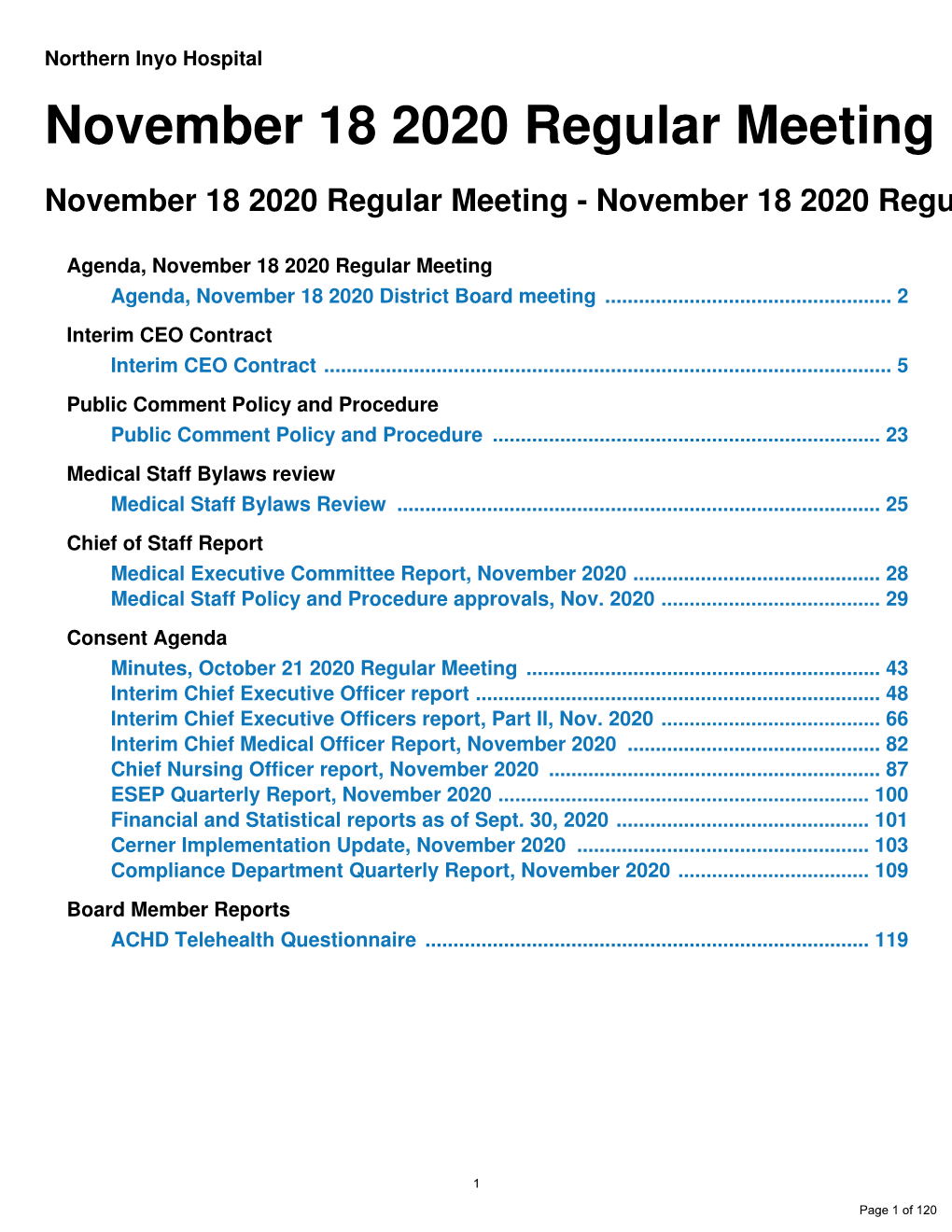November 18 2020 Regular Meeting