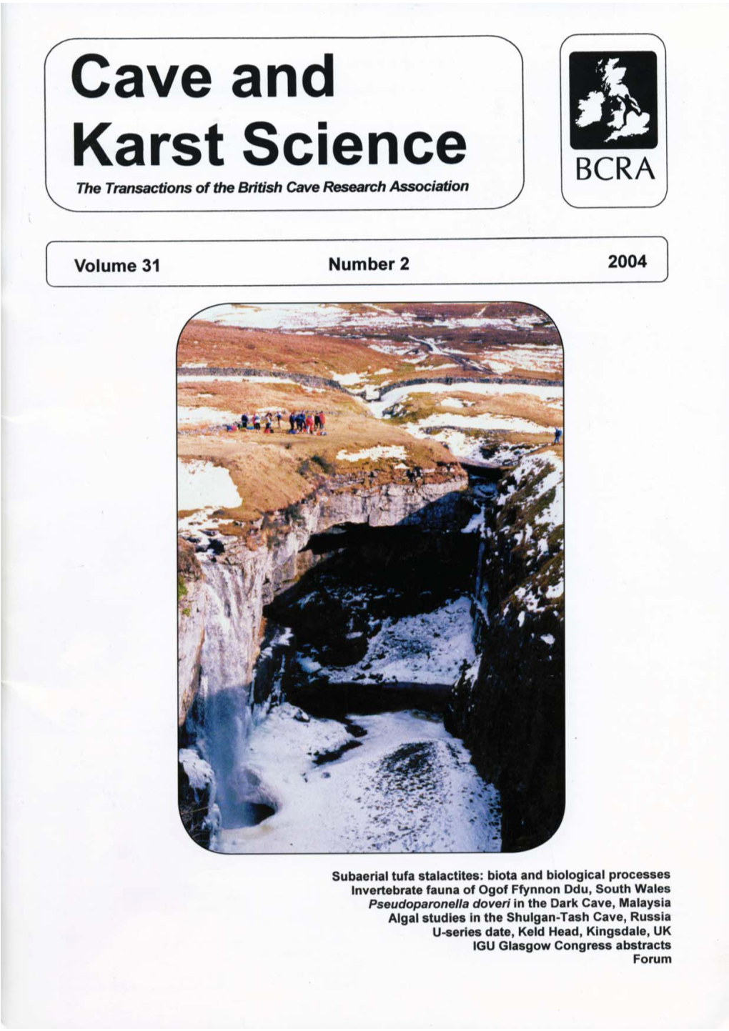 Cave and Karst Science 31 (2) 2004