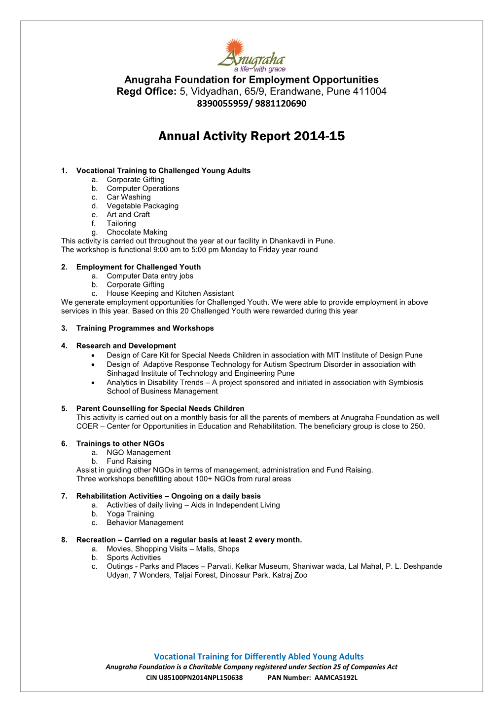 Annual Activity Report 2014-15