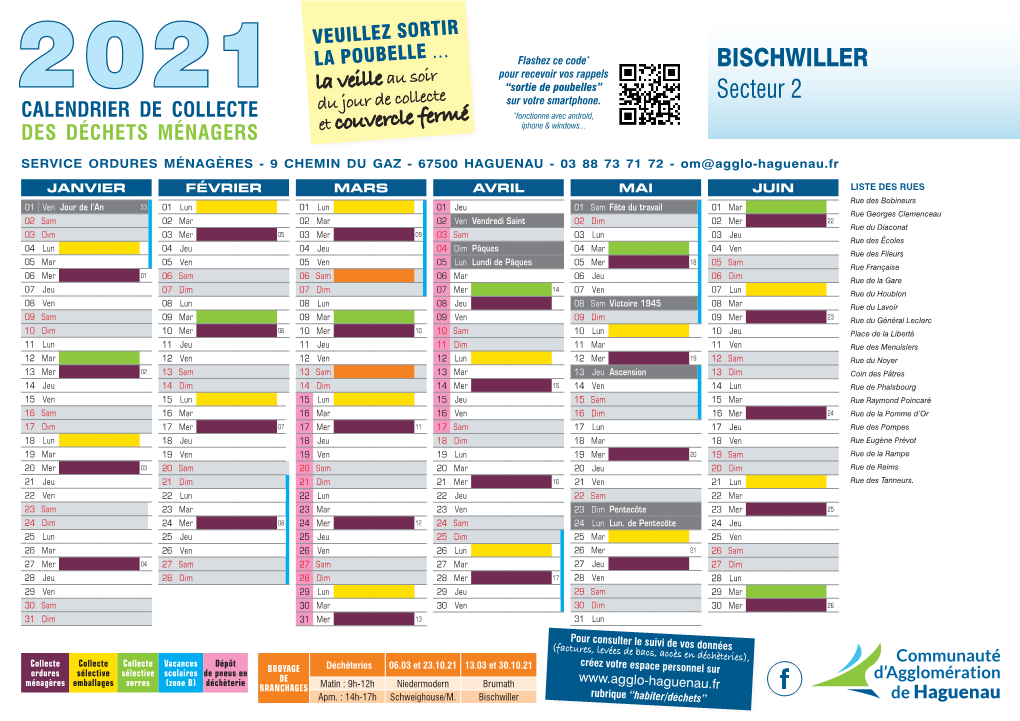 Calendrier OM 2021 Bischwiller-Secteur 2