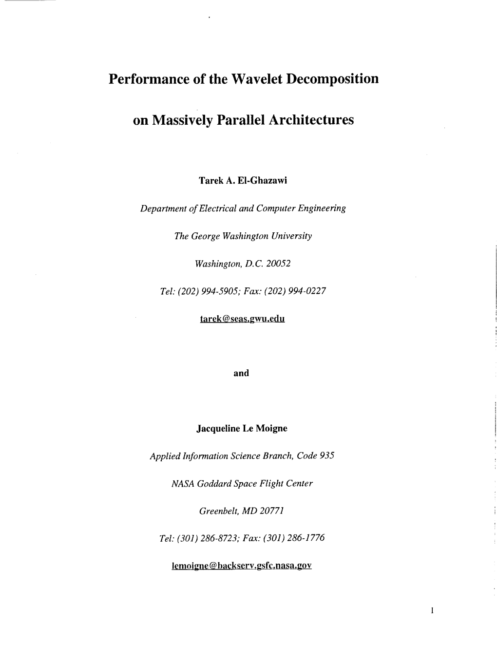 Performance of the Wavelet Decomposition on Massively