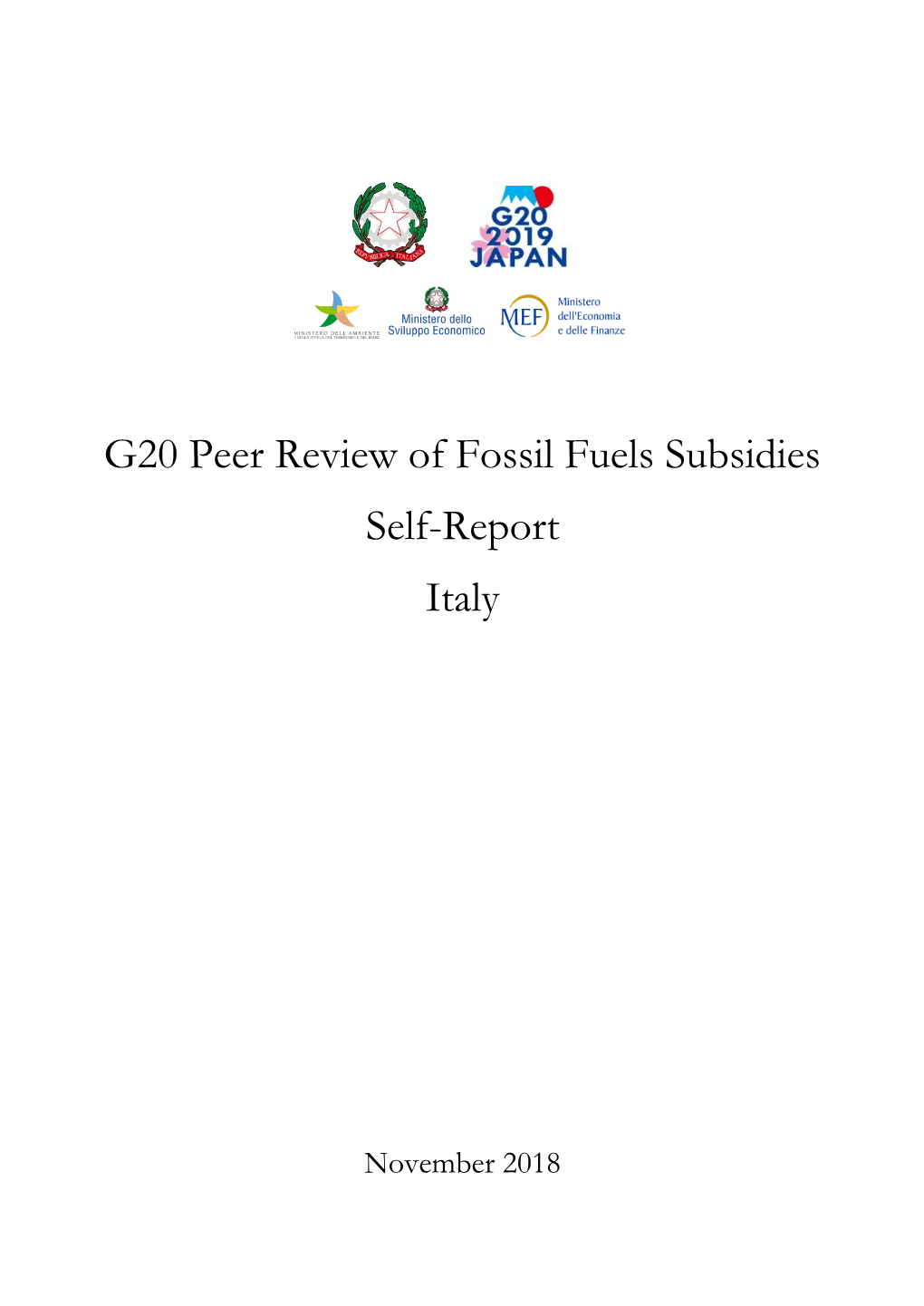 G20 Peer Review of Fossil Fuels Subsidies Self-Report Italy