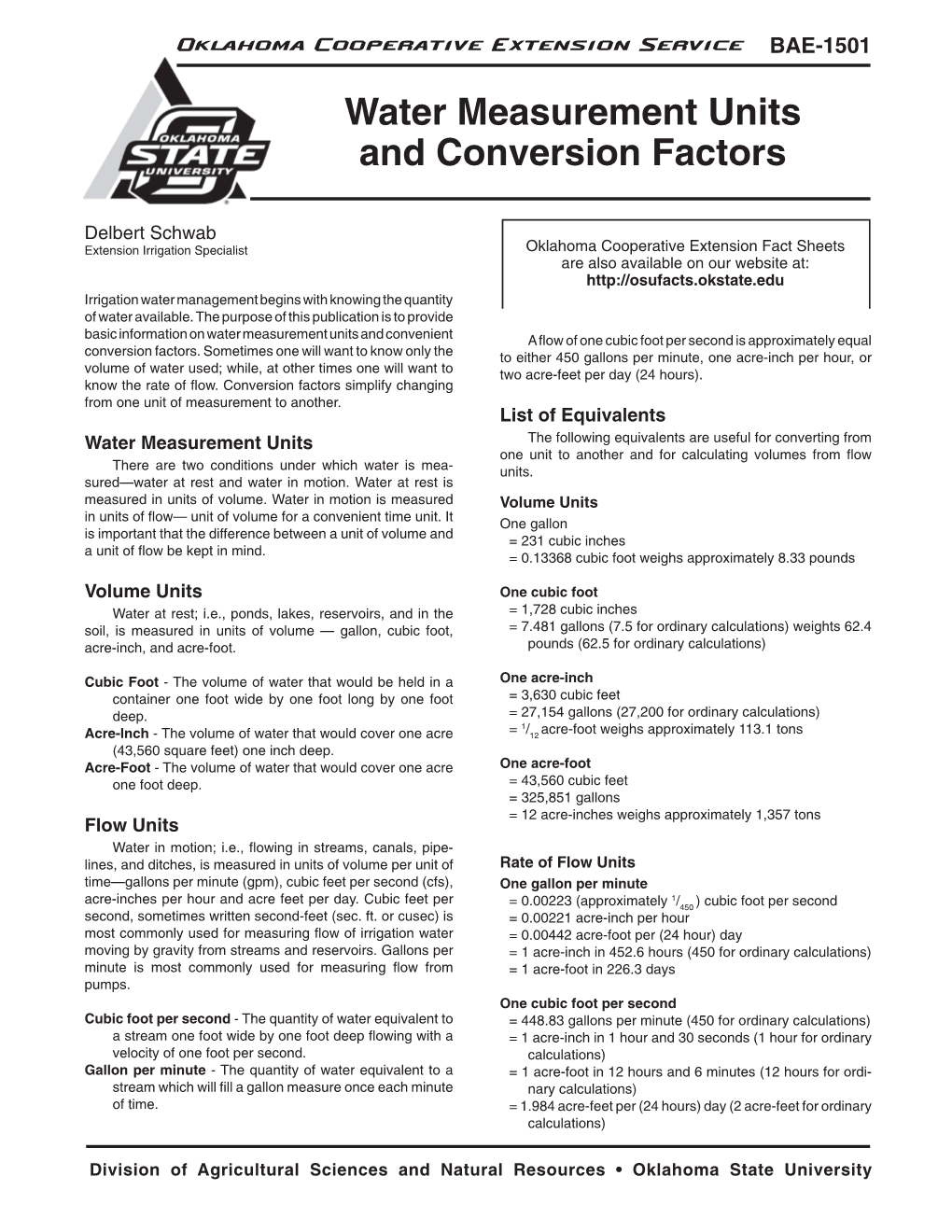 Water Measurement Units and Conversion Factors