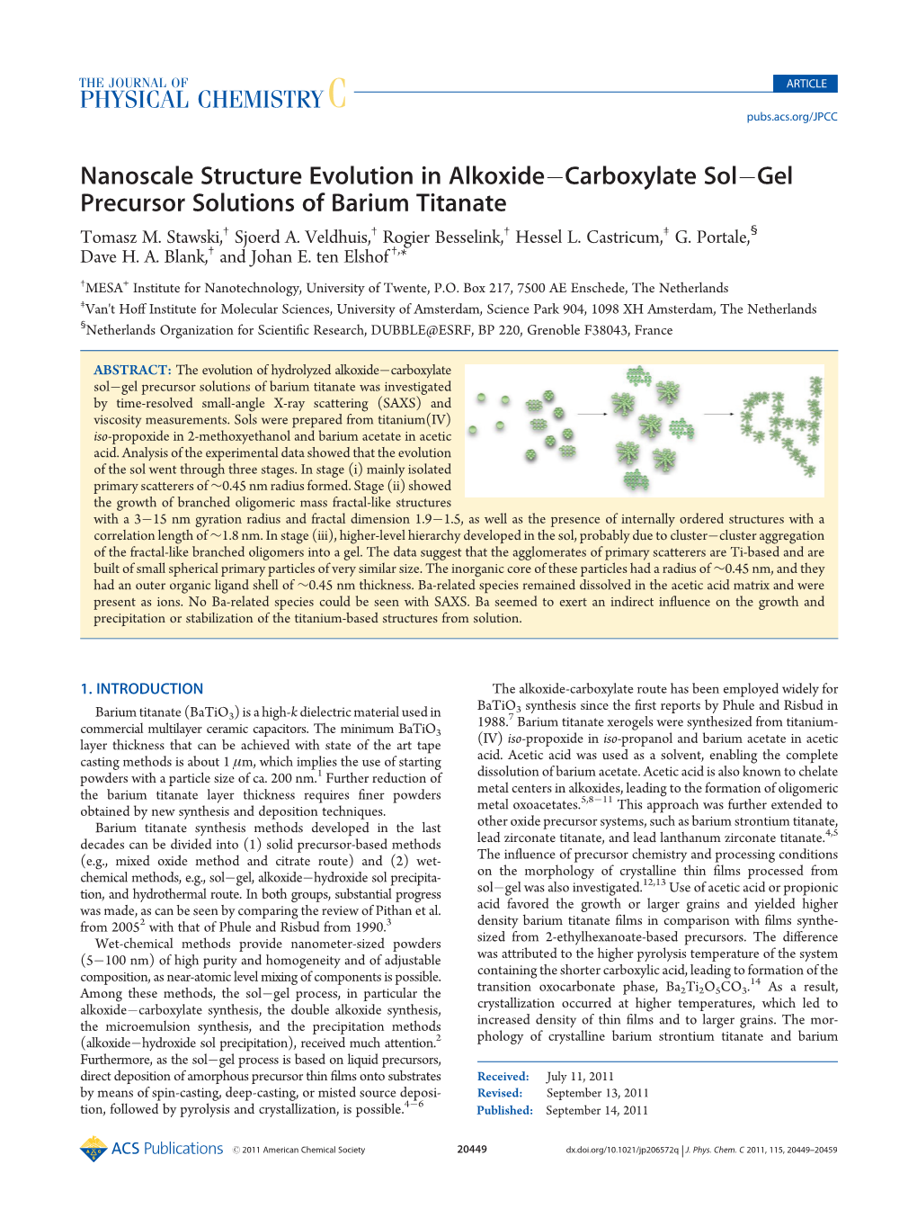 Nanoscale Structure Evolution in Alkoxideаcarboxylate Solаgel