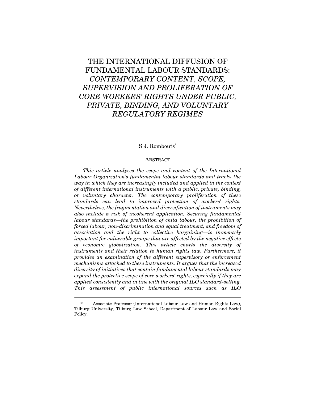 The International Diffusion of Fundamental Labour