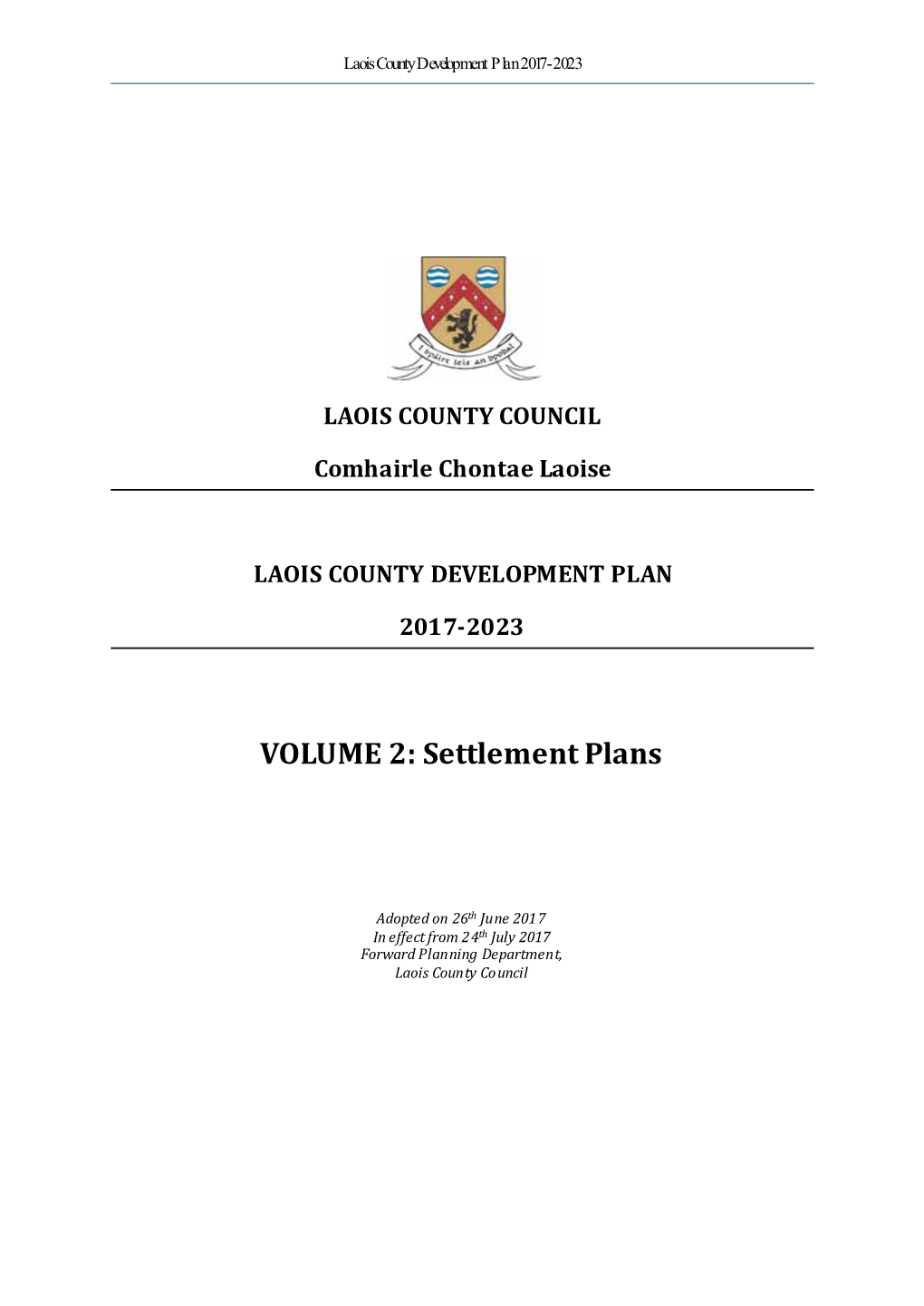 VOLUME 2: Settlement Plans