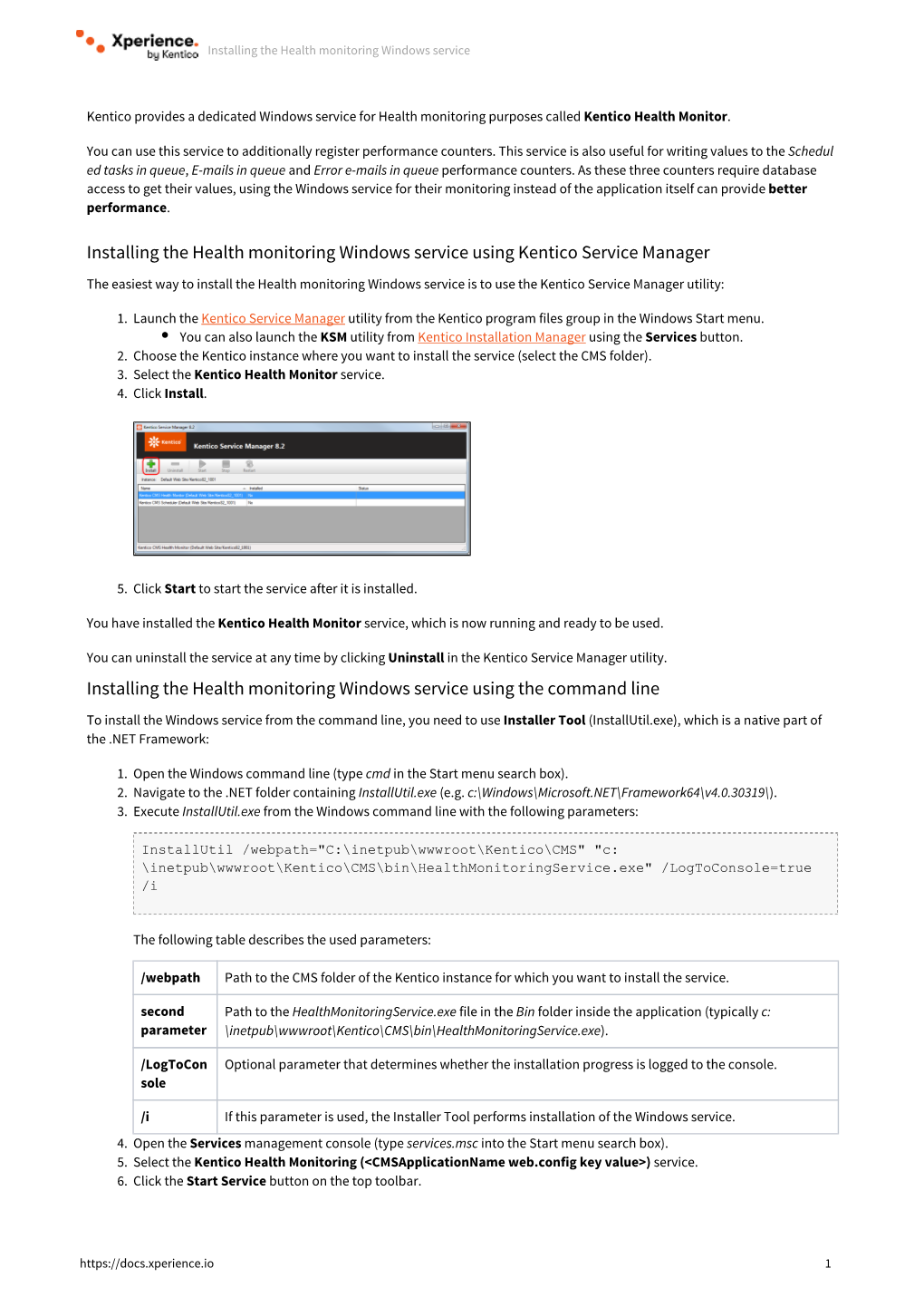 Installing the Health Monitoring Windows Service Using Kentico Service Manager