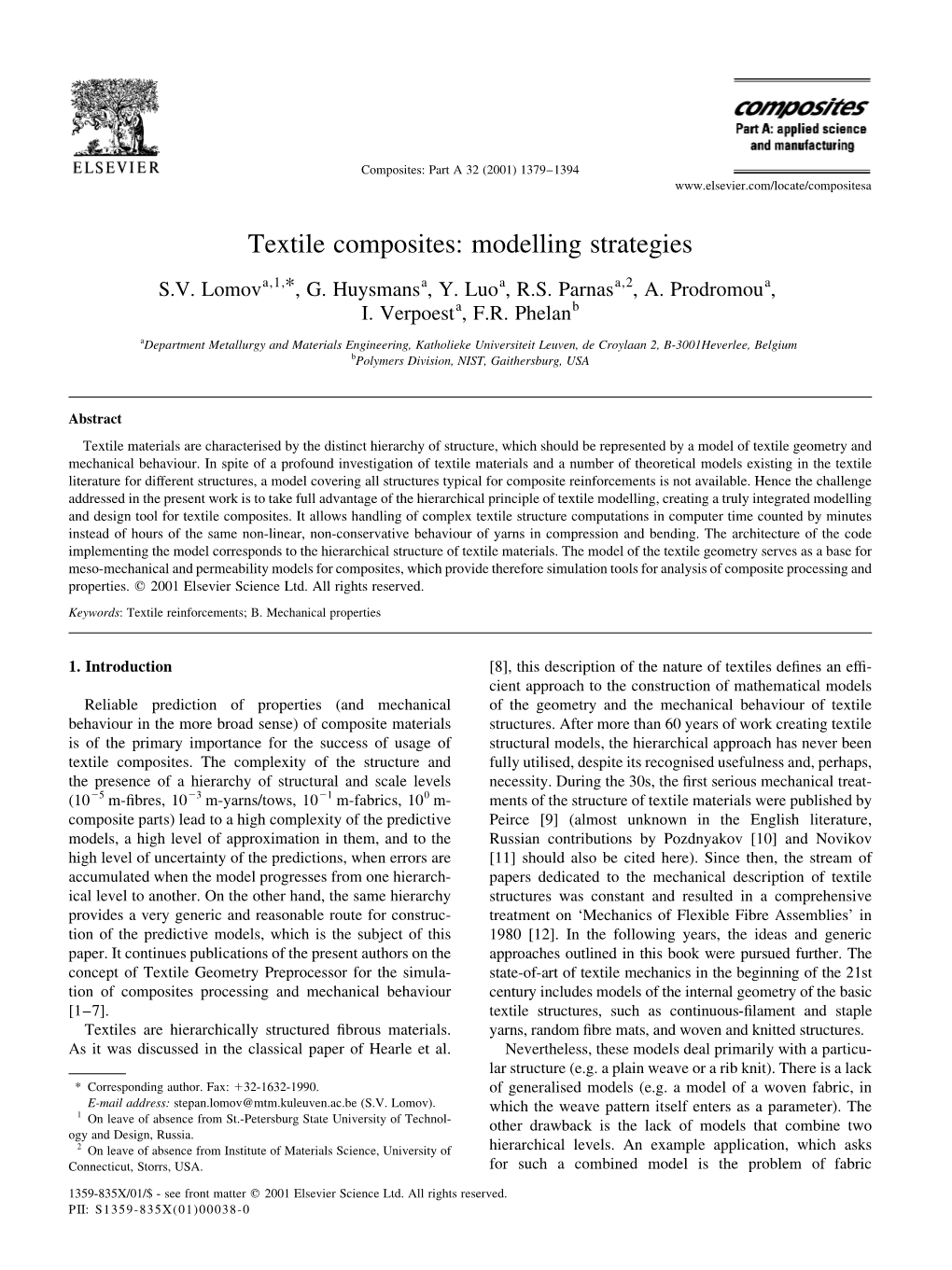 Textile Composites: Modelling Strategies