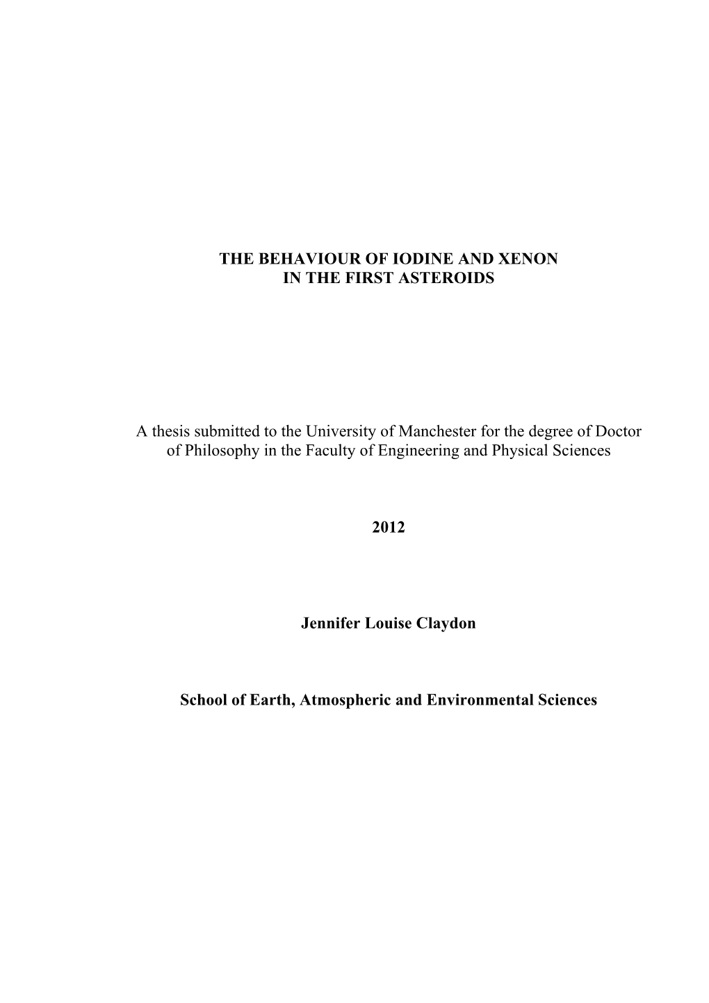 The Behaviour of Iodine and Xenon in the First Asteroids