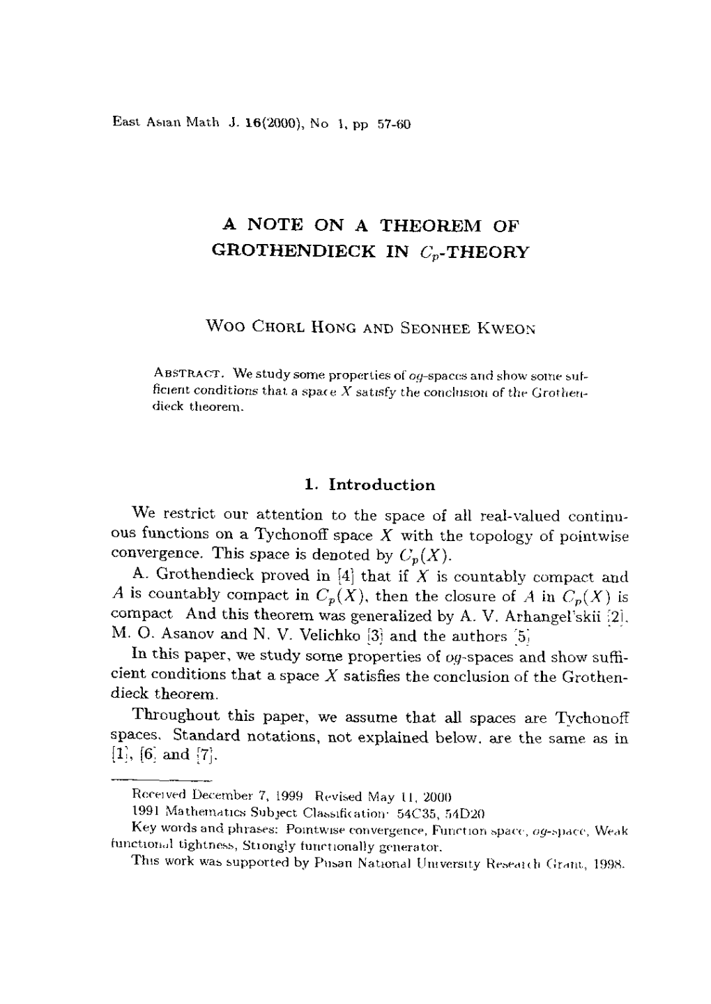 A Note on a Theorem of Grothendieck in Cp-Theory