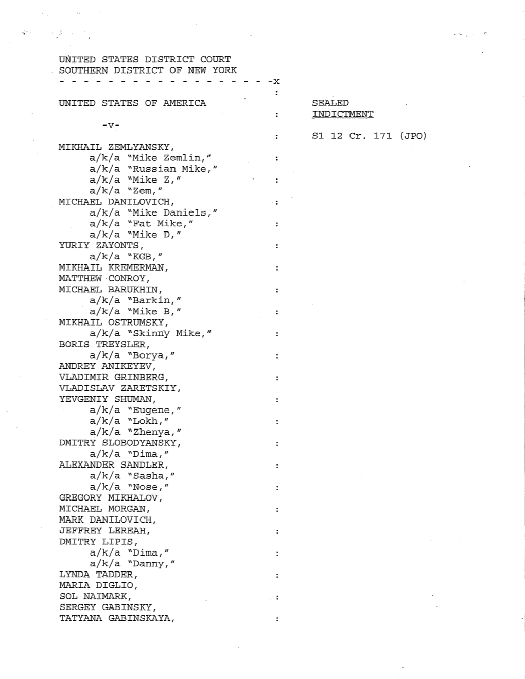 U.S. V. Zemlyansky, Et Al. Indictment (PDF)